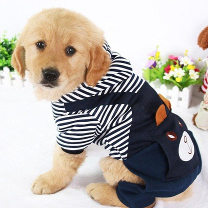 Striped Dog Hoodie Winter Outfit